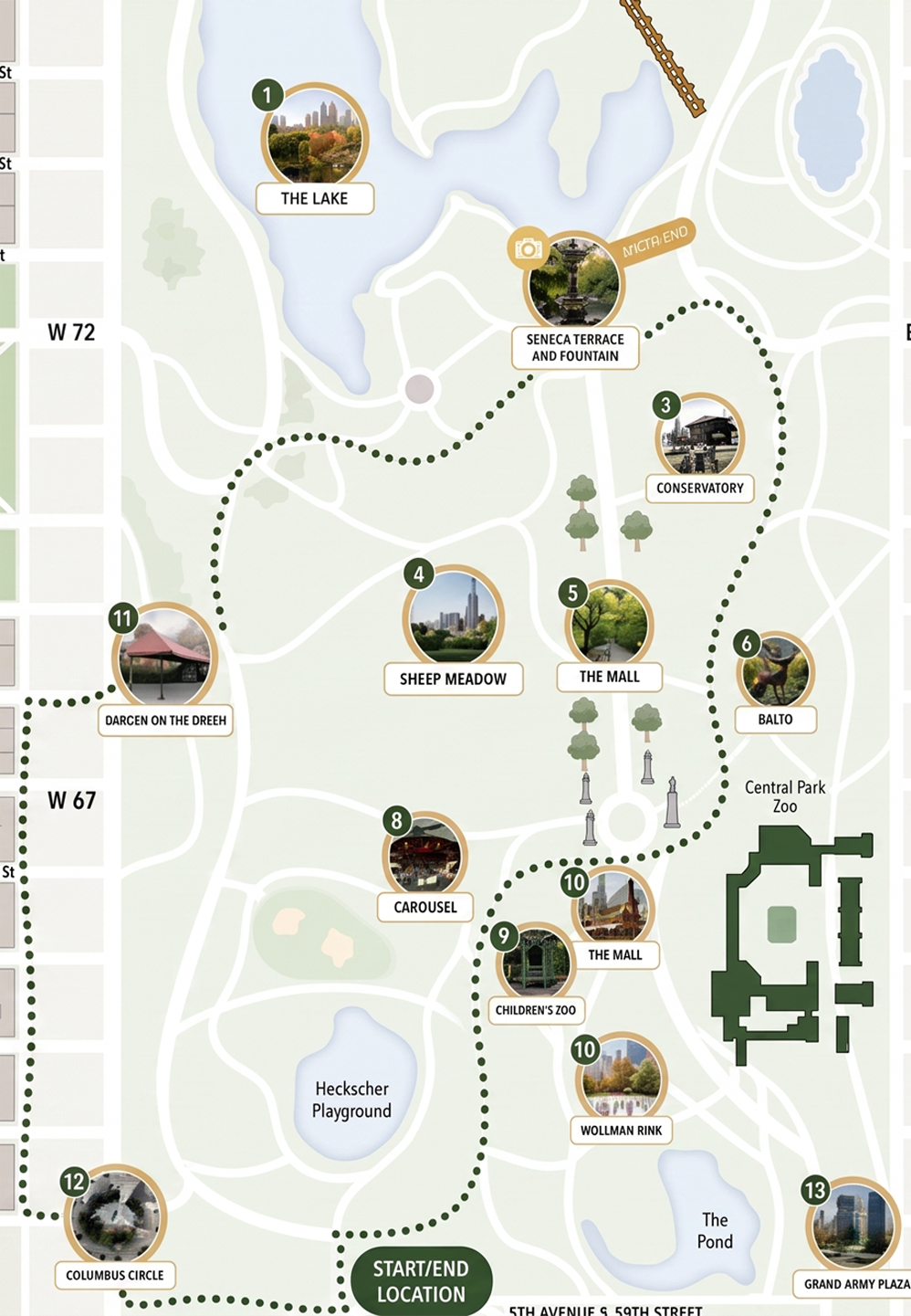 1 Hour Park and City Tour route map